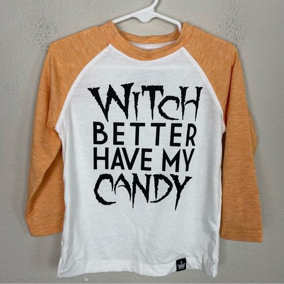 Littlest Prince White Orange " Witch Better Have My Candy" Long Sleeve T Shirt 2 - Picture 1 of 5